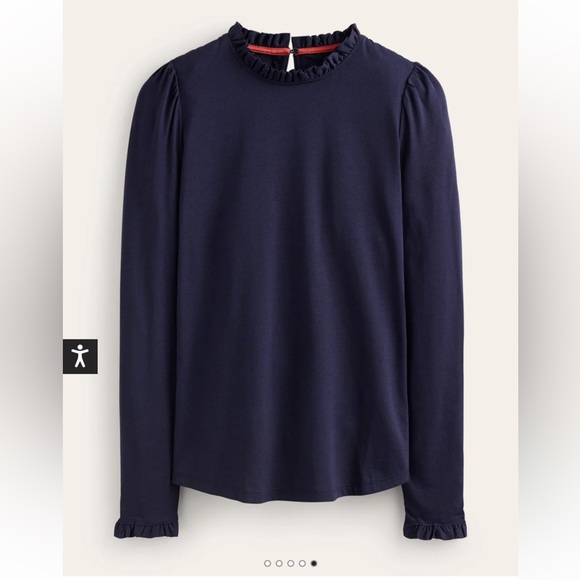 Boden Supersoft Frill Detail Top size 6 Navy Blue NWOT - Picture 13 of 15